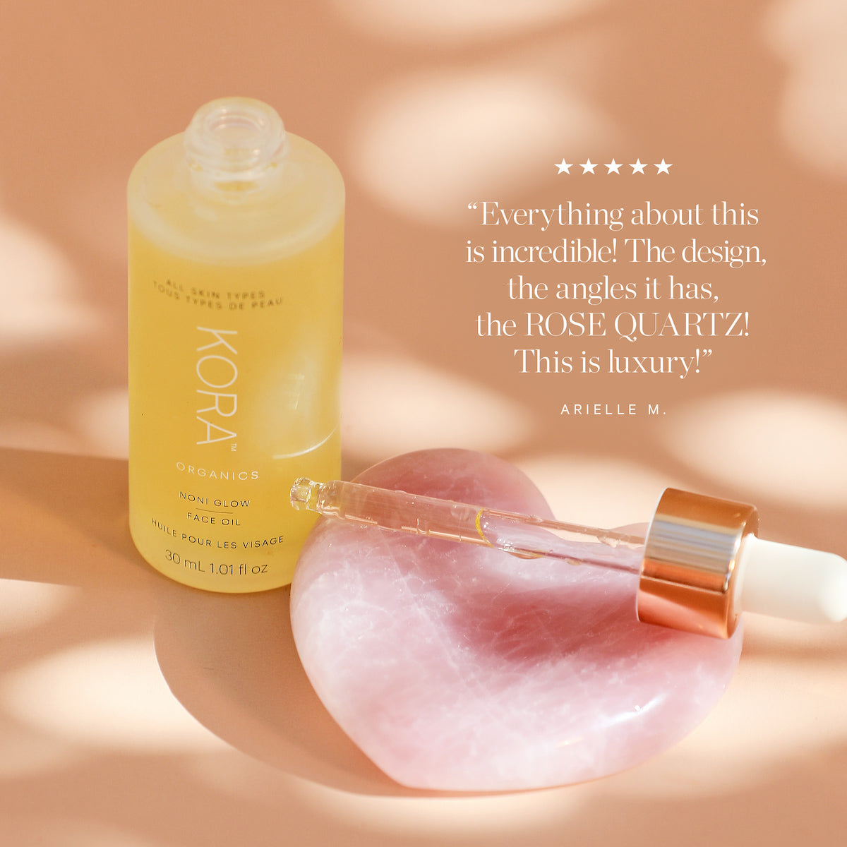 Rose Quartz Facial Stone | Heart Gua Sha | KORA Organics